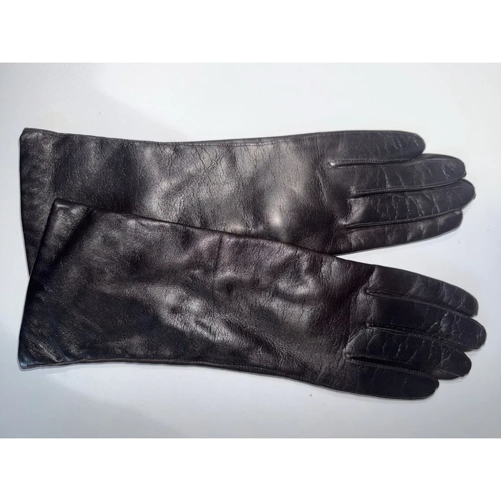 Vintage Womens Size M / 7 Black Soft Leather Formal Mid Length